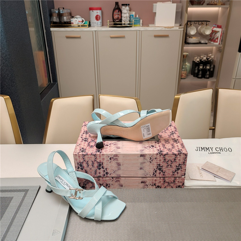 J1m*y Ch00 jess 95 blue leather sandals