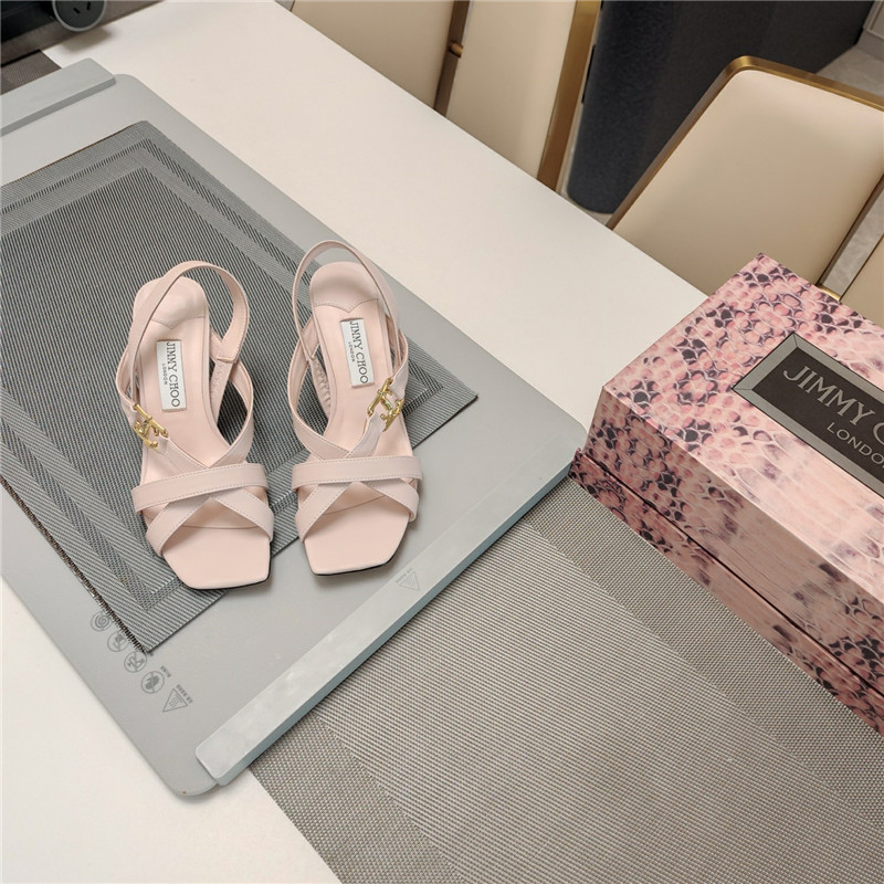 J1m*y Ch00 jess 95 beige leather sandals