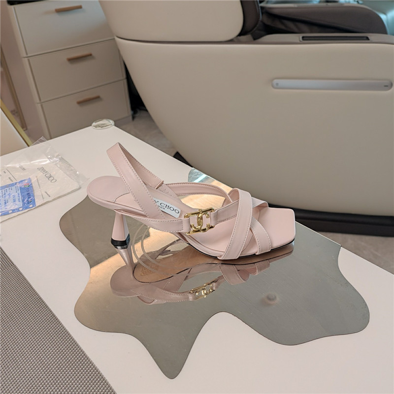 J1m*y Ch00 jess 95 beige leather sandals