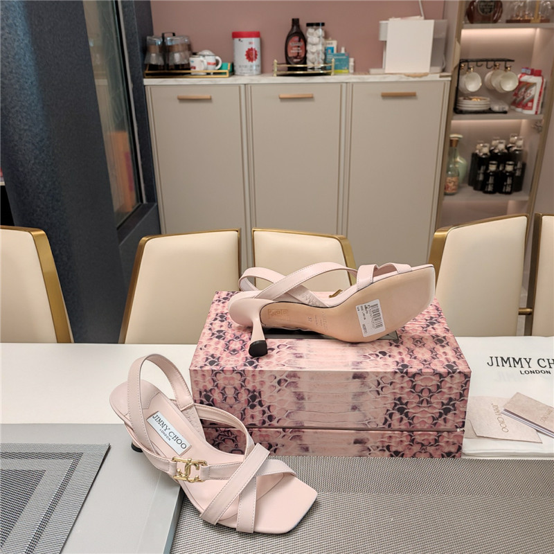 J1m*y Ch00 jess 95 beige leather sandals