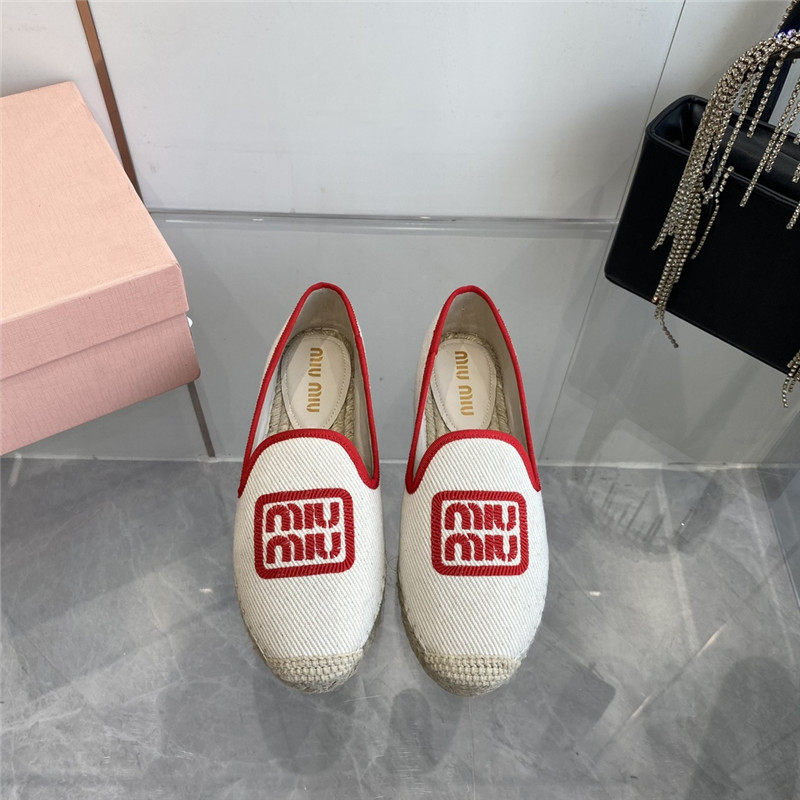 Miu Miu Logo-Embroidered Slip-On Espadrilles