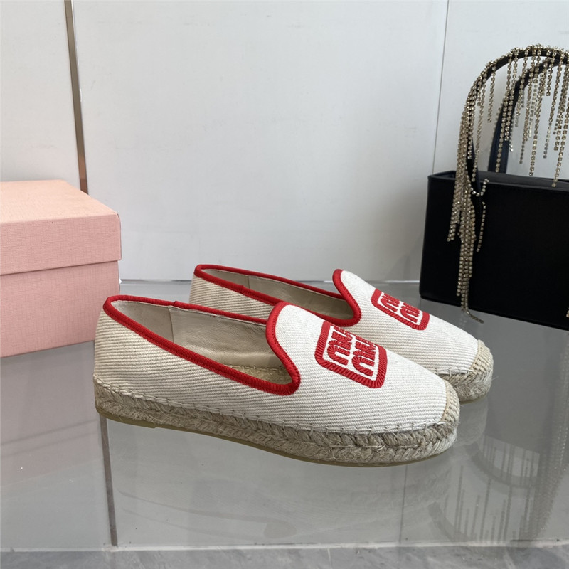 Miu Miu Logo-Embroidered Slip-On Espadrilles