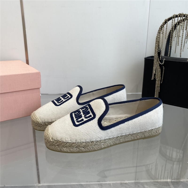 Miu Miu Blue Logo-Embroidered Espadrilles