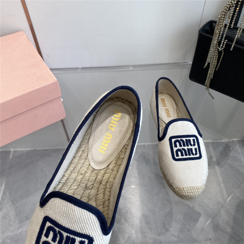 Miu Miu Blue Logo-Embroidered Espadrilles