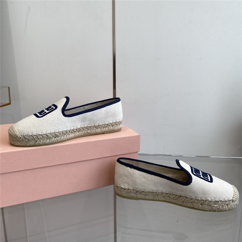 Miu Miu Blue Logo-Embroidered Espadrilles