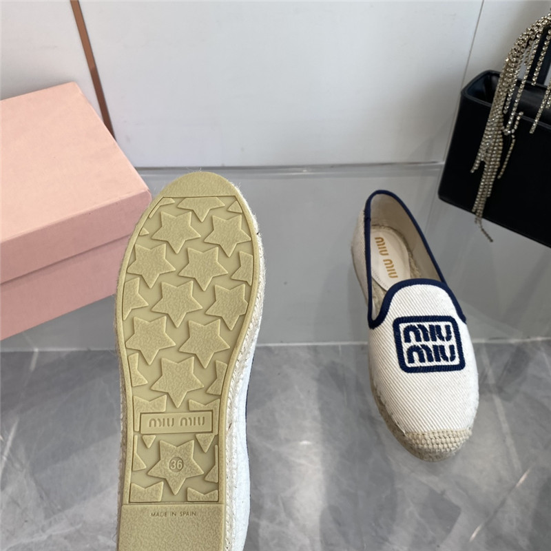 Miu Miu Blue Logo-Embroidered Espadrilles