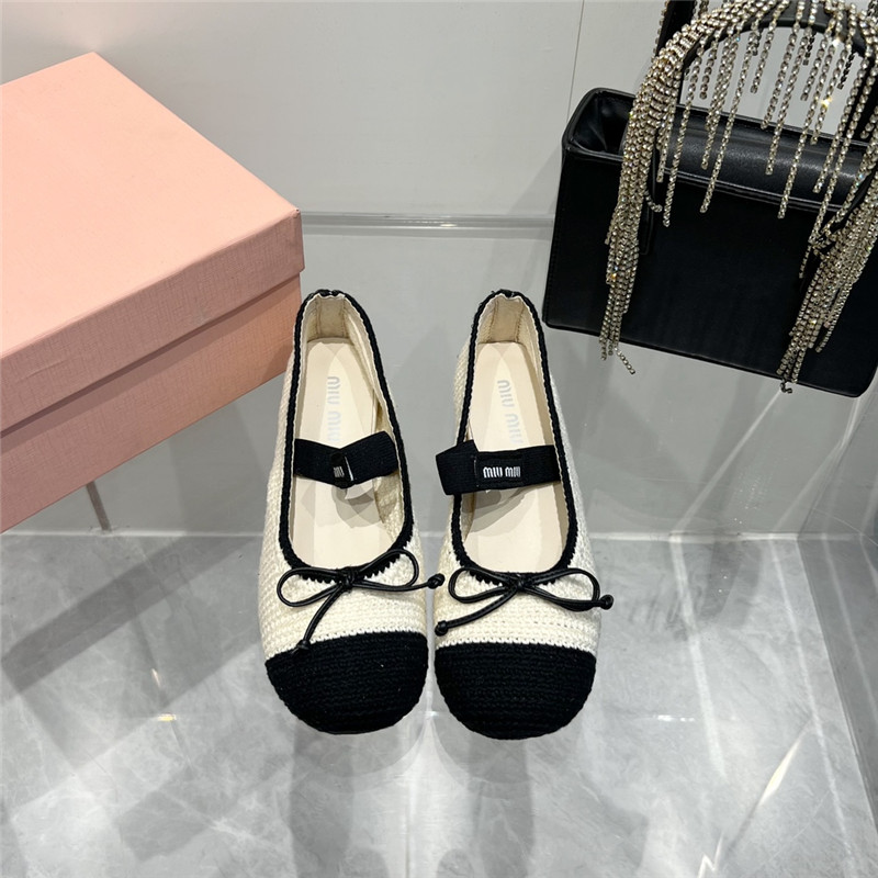 Miu Miu Cotton Crochet Ballet Flats