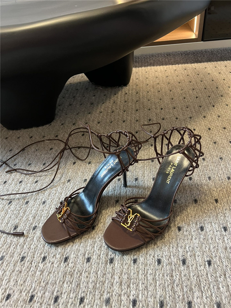 Sa1nt Lau*nt babylone 90mm leather sandals in brown