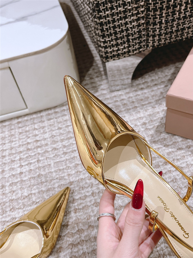 Gianvito Rossi Ribbon 85mm Slingback Pumps Gold