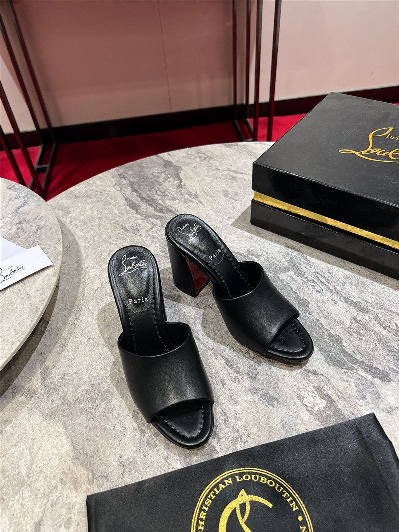 Chr1st1an louboutin square heel calfskin mules