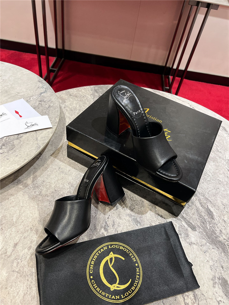 Chr1st1an louboutin square heel calfskin mules
