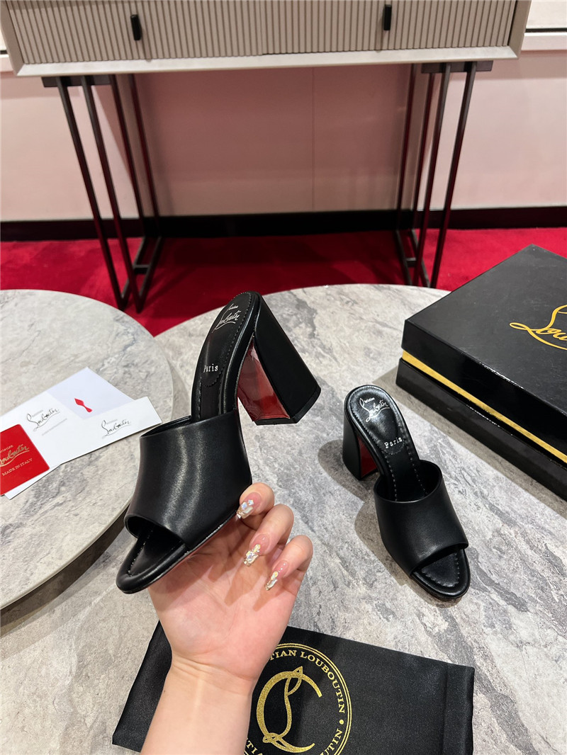 Chr1st1an louboutin square heel calfskin mules