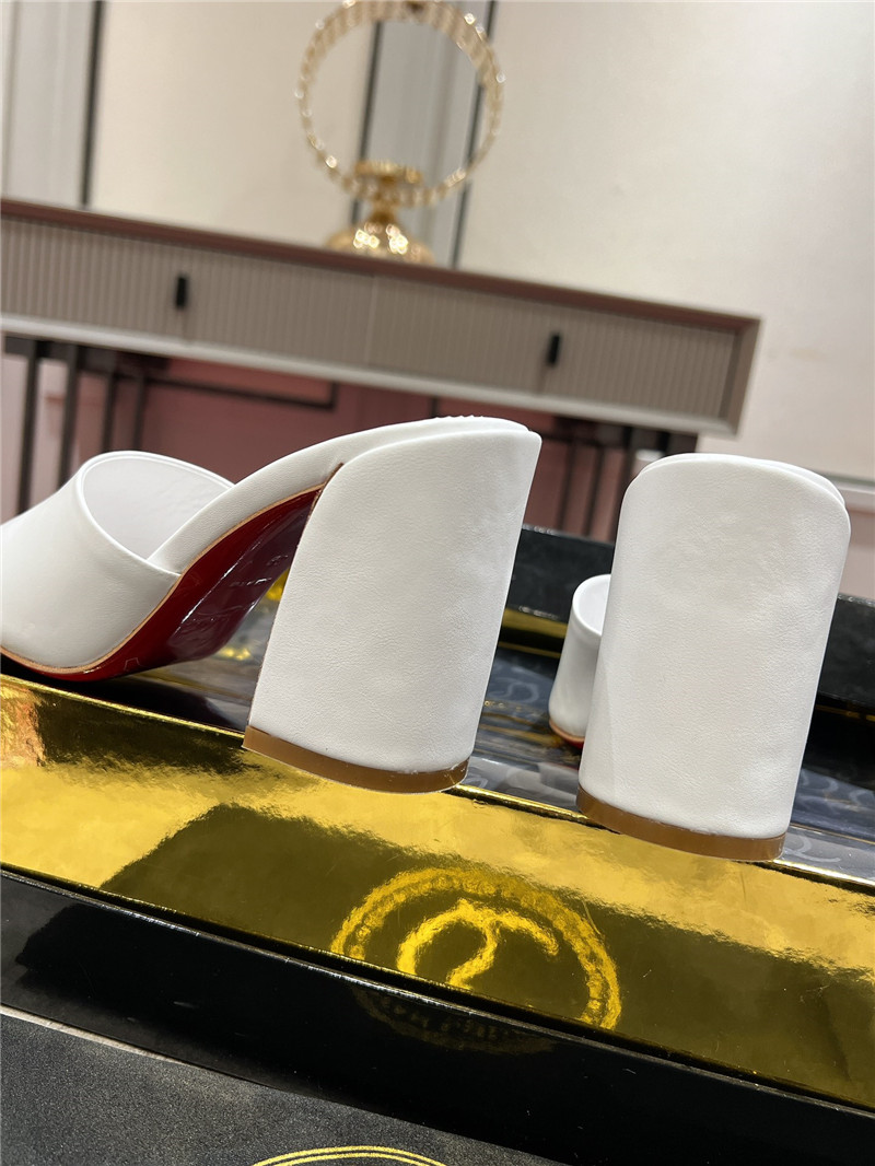 Chr1st1an louboutin white square heel patent leather mules