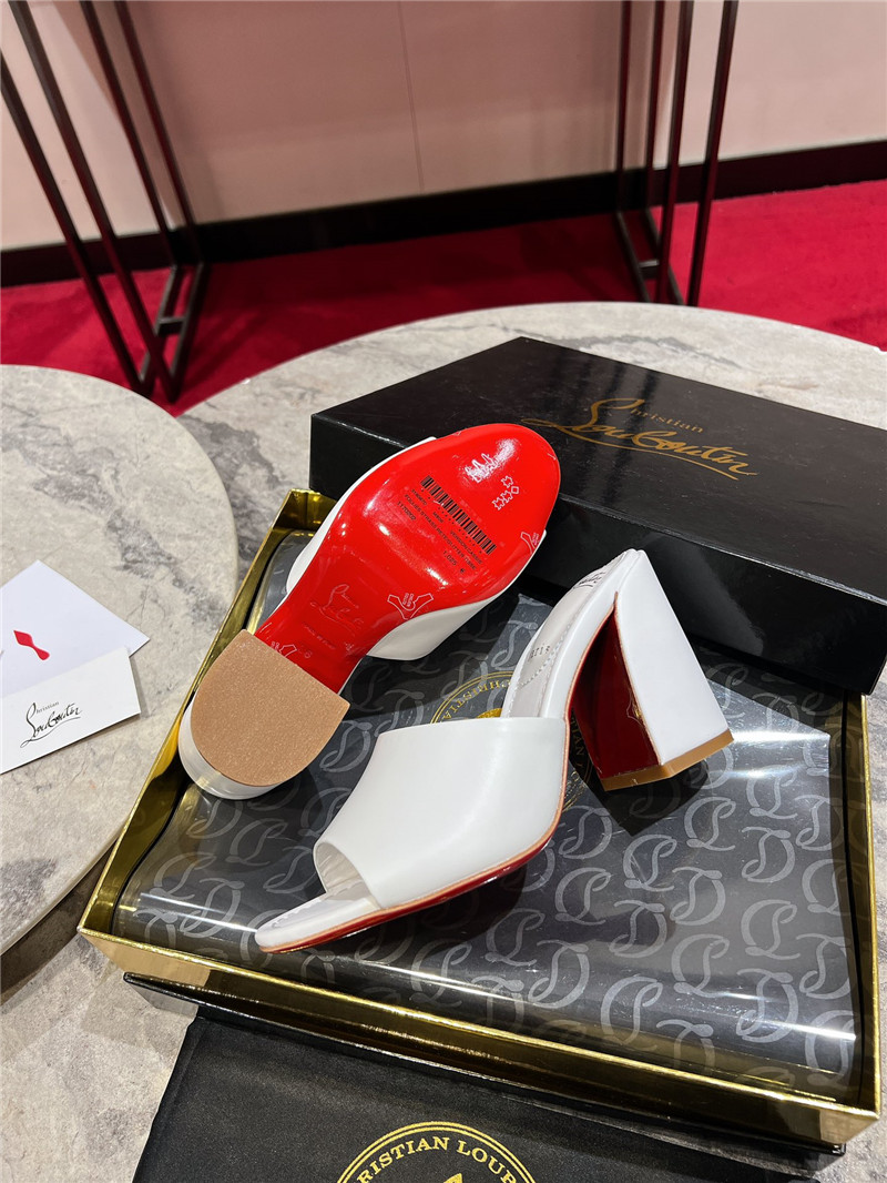Chr1st1an louboutin white square heel patent leather mules