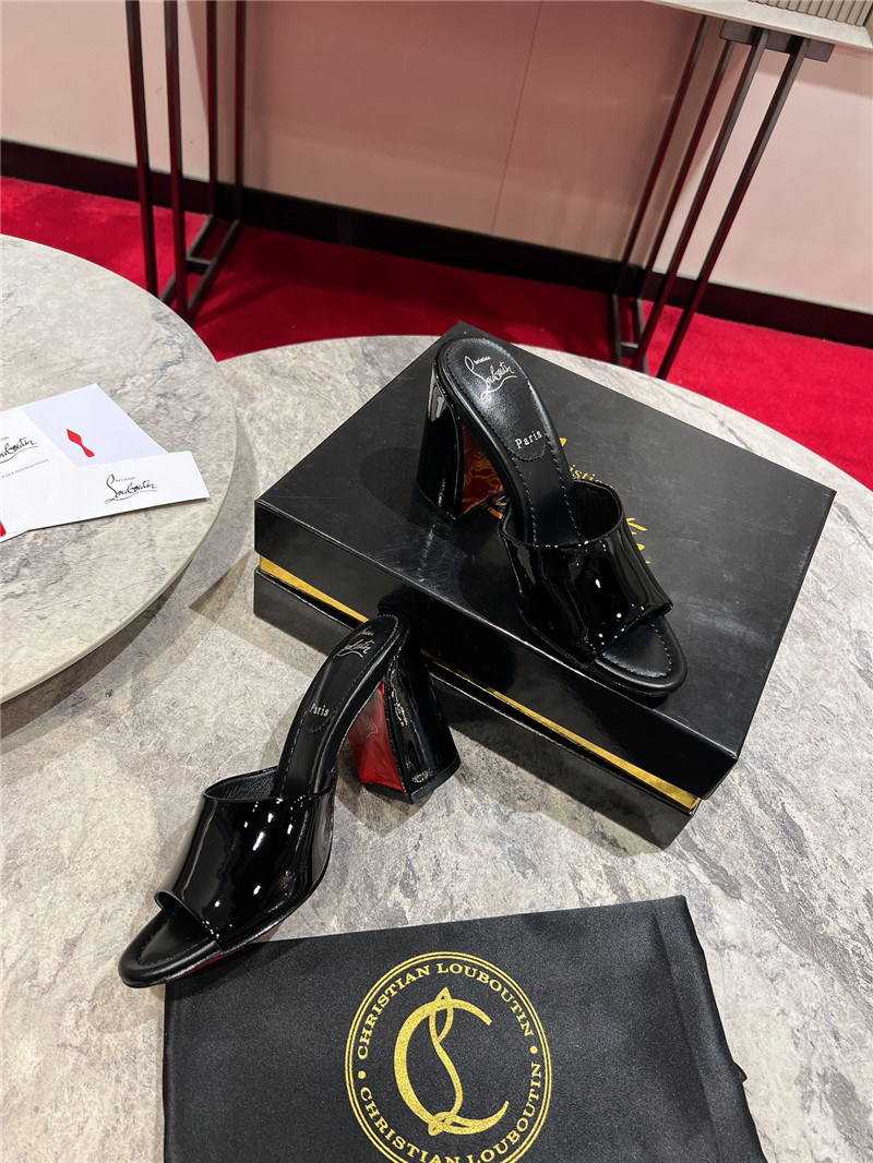 Chr1st1an louboutin square heel patent leather mules