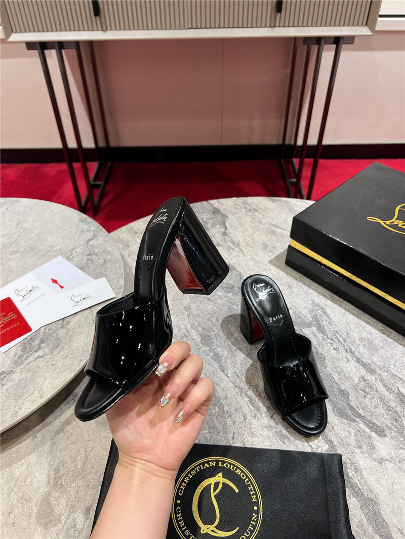 Chr1st1an louboutin square heel patent leather mules