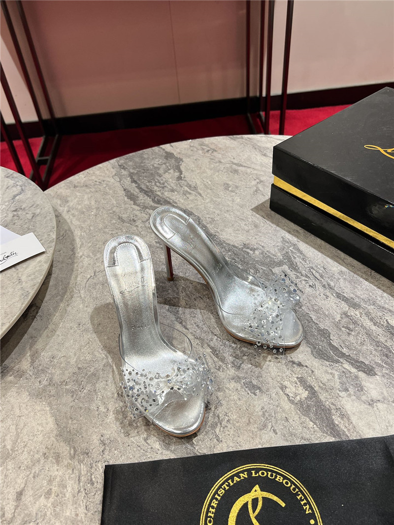 Chr1st1an louboutin aqua 80mm leather mules