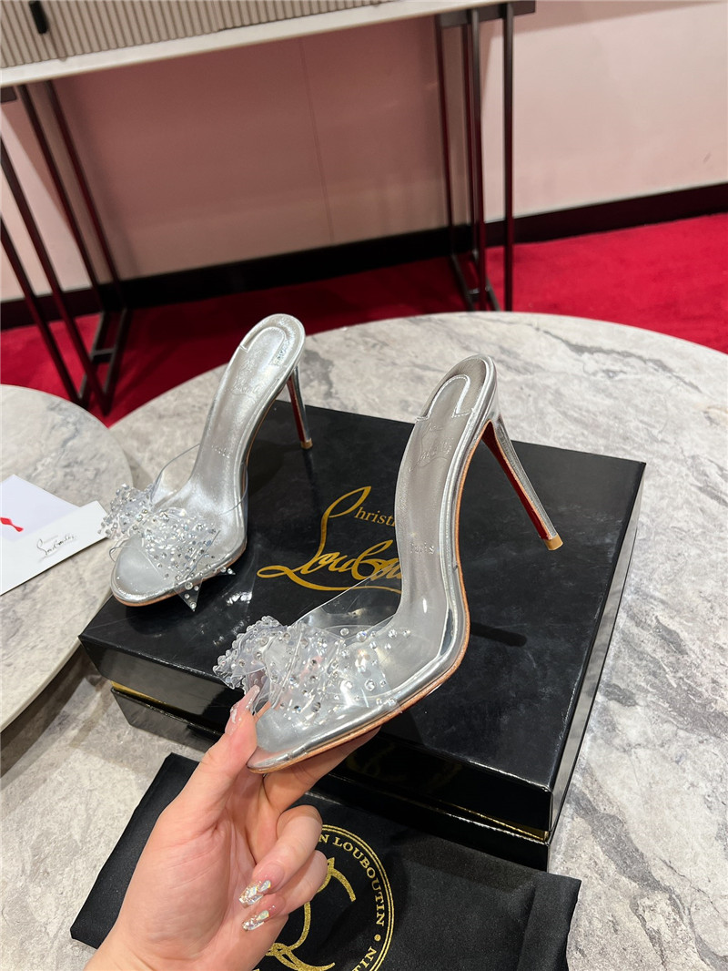 Chr1st1an louboutin aqua 80mm leather mules