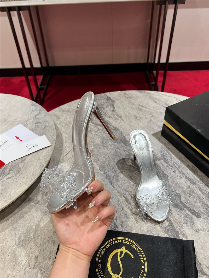 Chr1st1an louboutin aqua 80mm leather mules