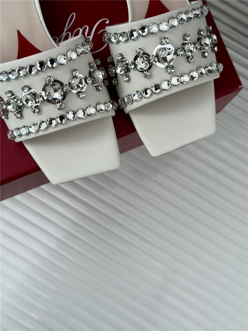 Roger Vivier Leather Disco 25 Mules White