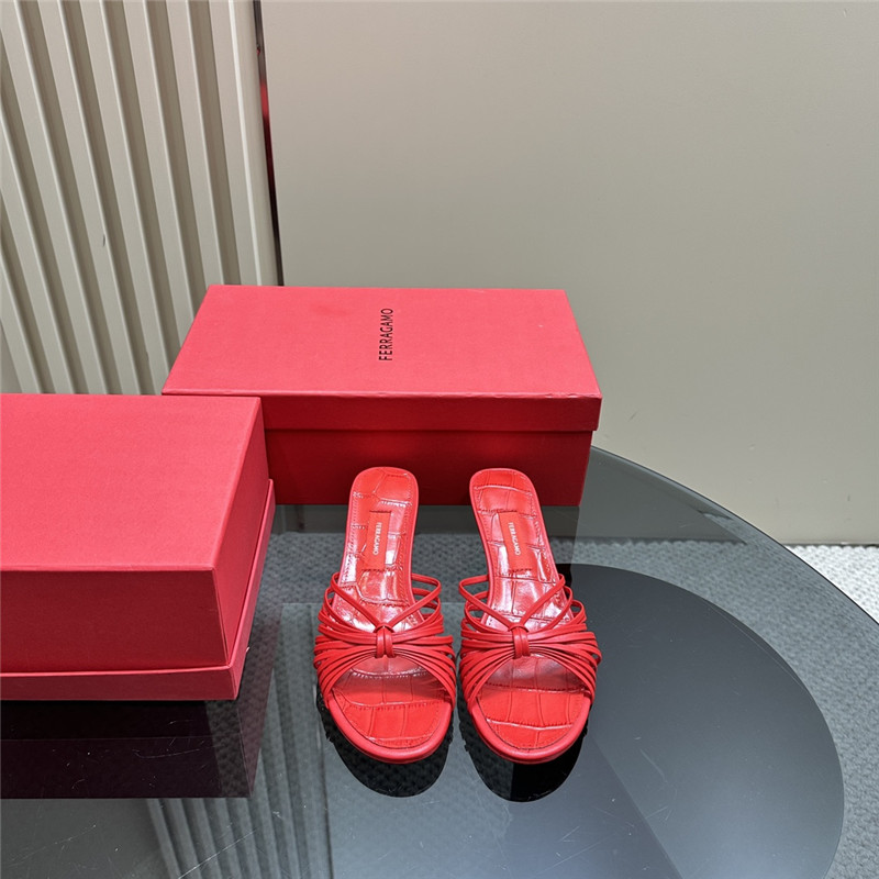 Ferragamo Multi-Strap 40mm Leather Mules Red