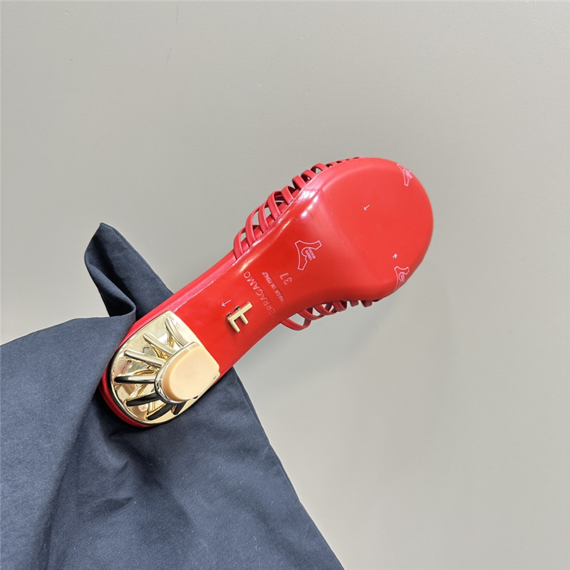 Ferragamo Multi-Strap 40mm Leather Mules Red