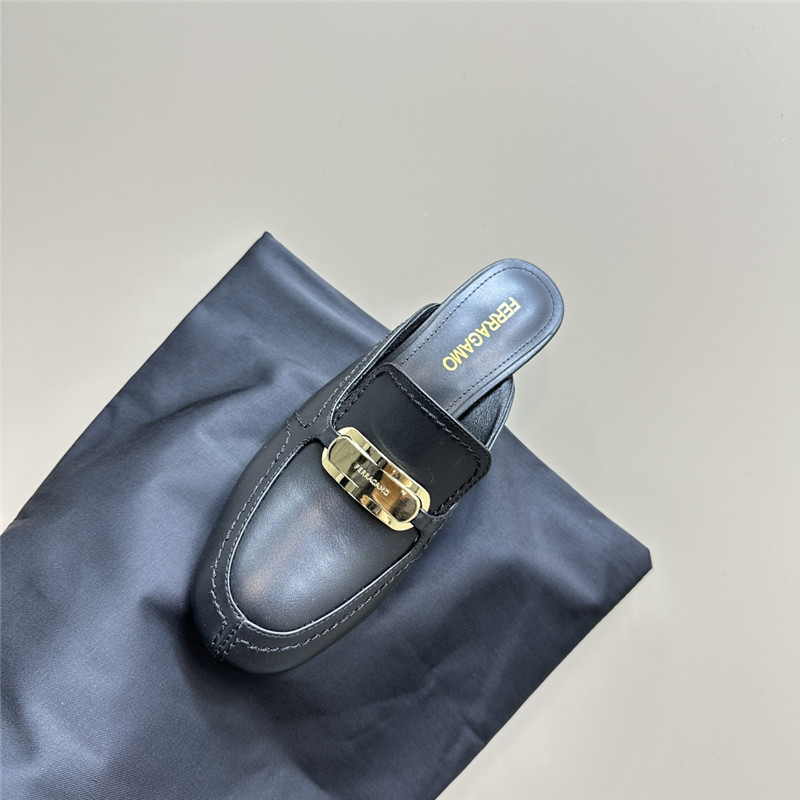 Ferragamo 55mm Crocodile-Effect Leather Mules