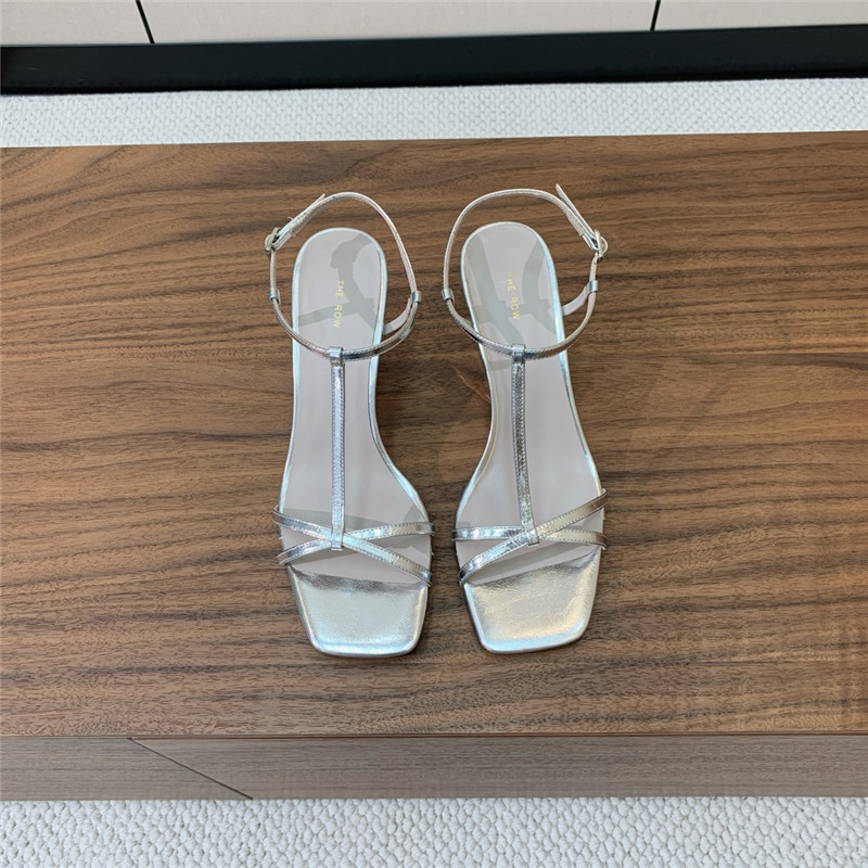 The R0w silver patent leather wedge sandals