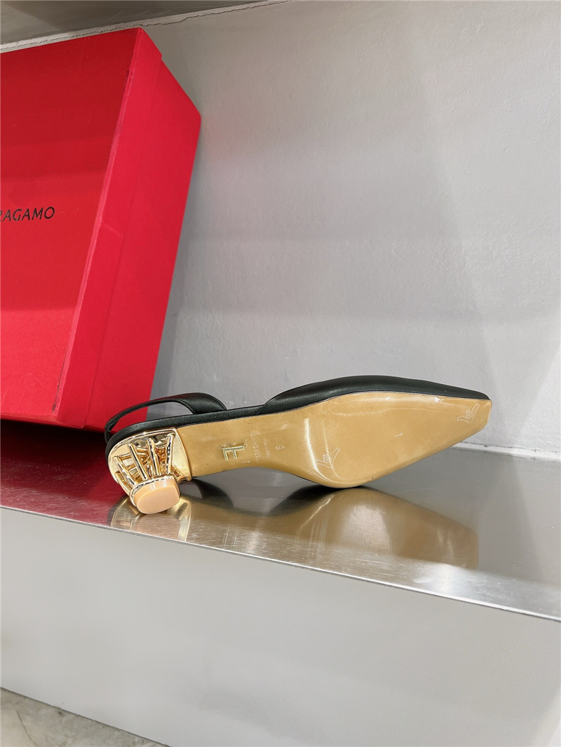 Ferragamo 40mm Black Cage-Heel Slingback Pumps