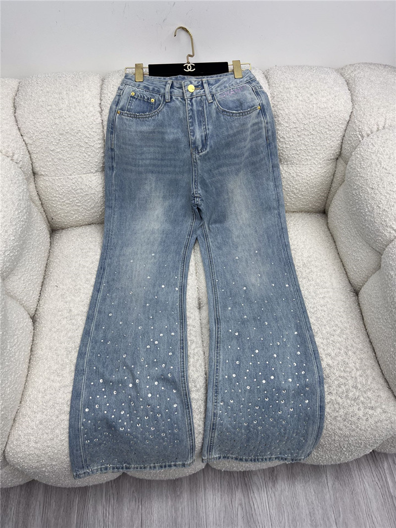 ch**el hot D1am0nd denim wide leg pants replica d&g clothing