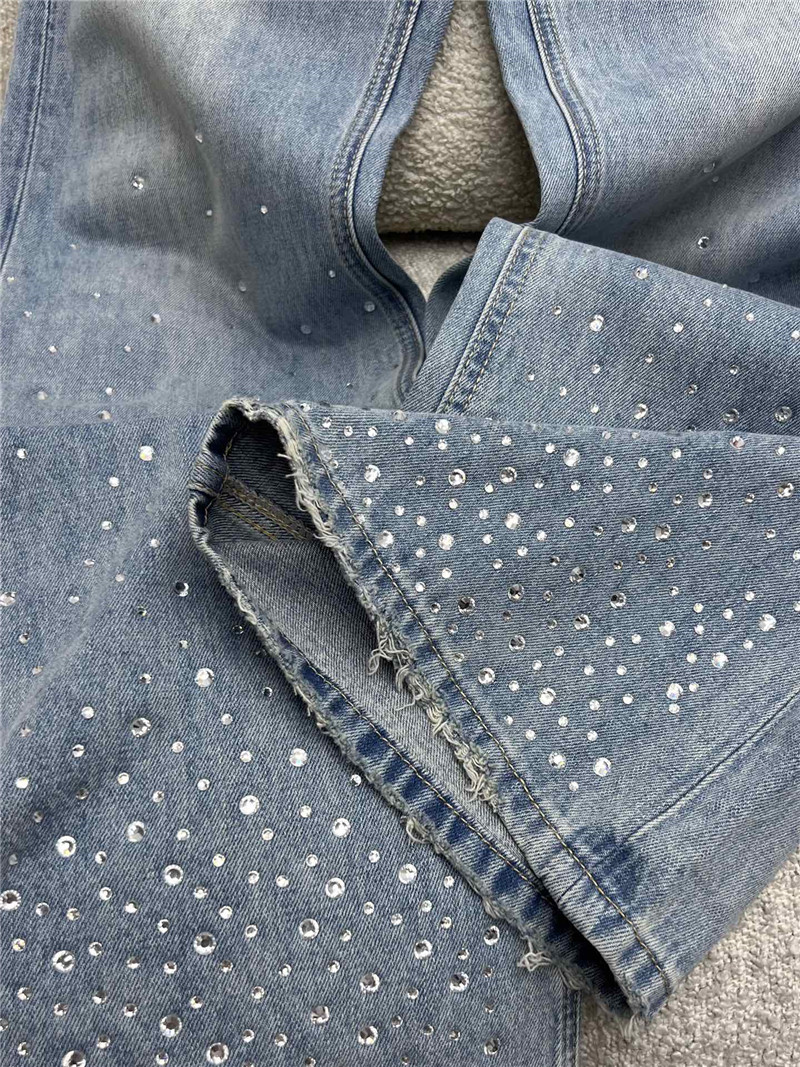 ch**el hot D1am0nd denim wide leg pants replica d&g clothing