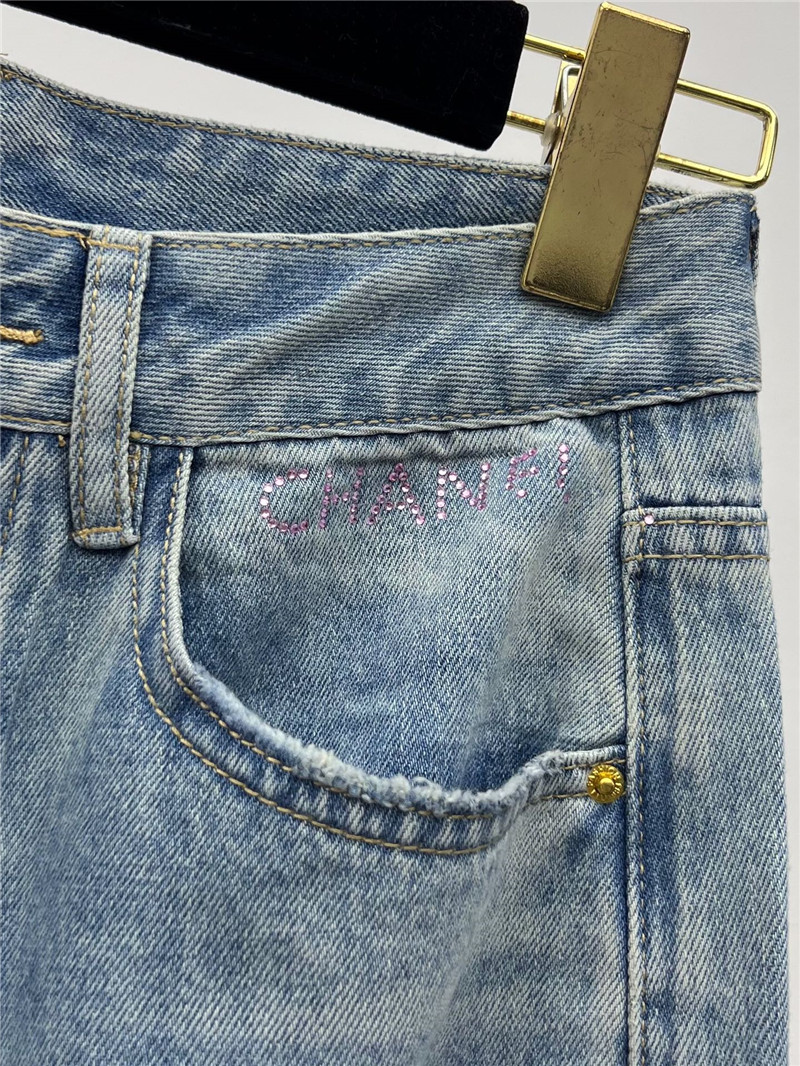 ch**el hot D1am0nd denim wide leg pants replica d&g clothing