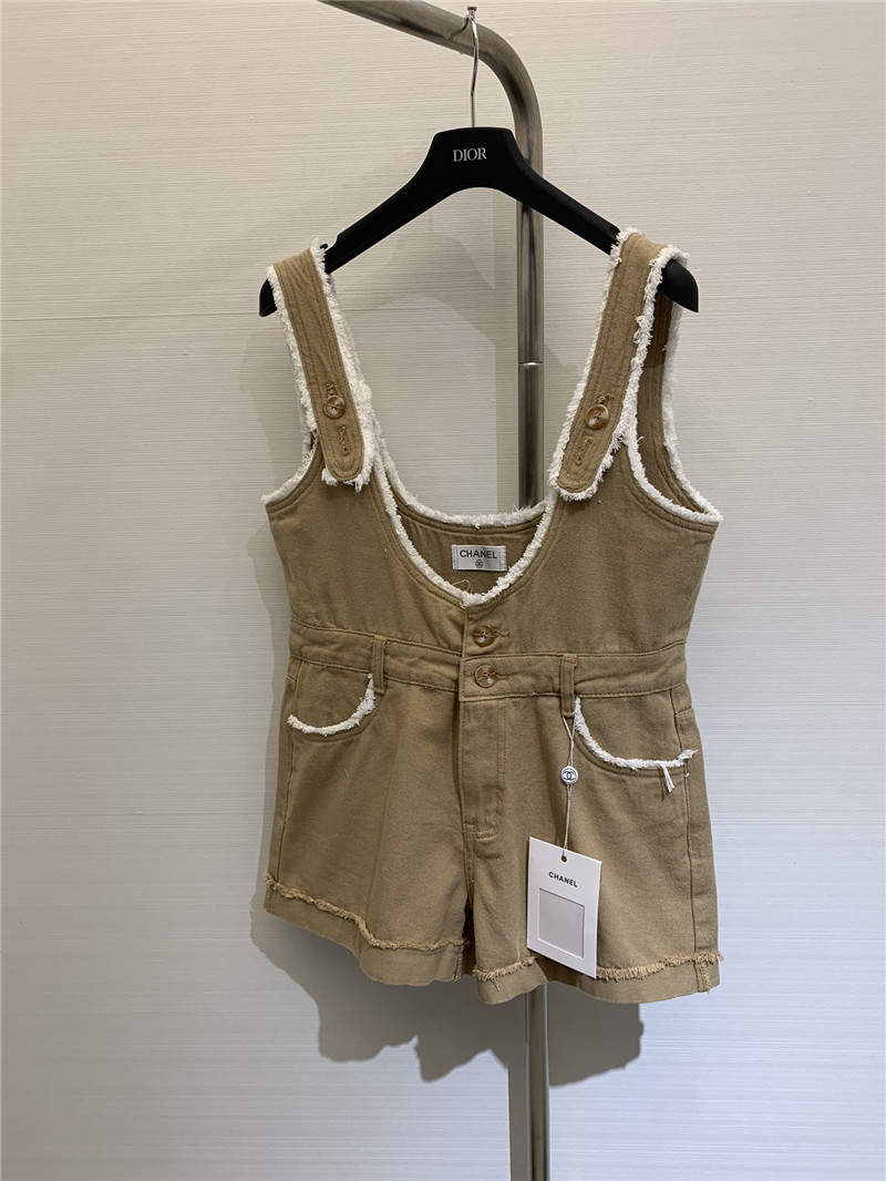 Ch**el work overalls denim shorts replica d&g clothing