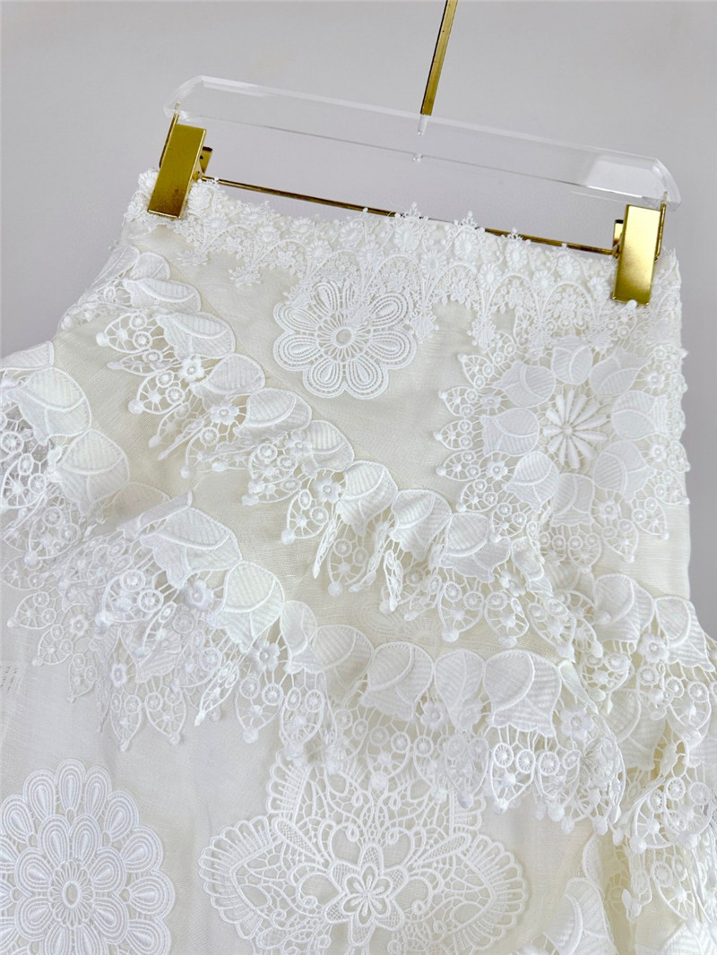 zimm asymmetric lace trim midi skirt replica clothes