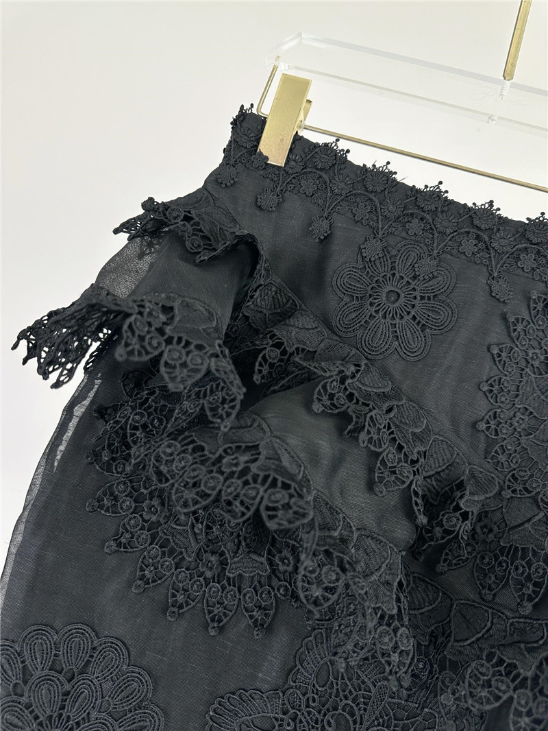 zimm asymmetric lace trim midi skirt replica clothes