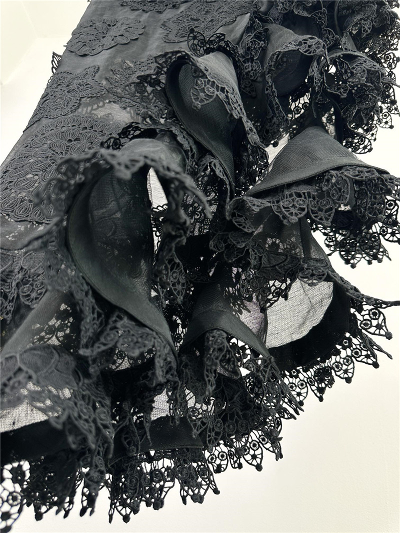 zimm asymmetric lace trim midi skirt replica clothes