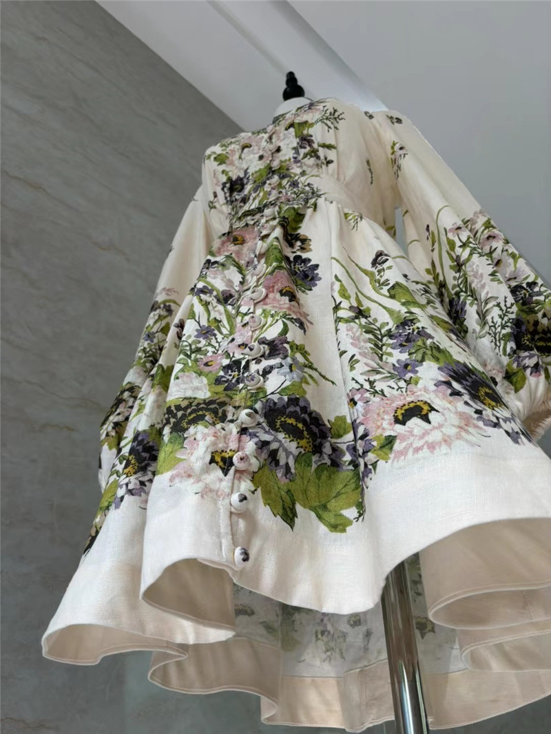 zimm deep V-neck lantern sleeve mini dress replica clothes