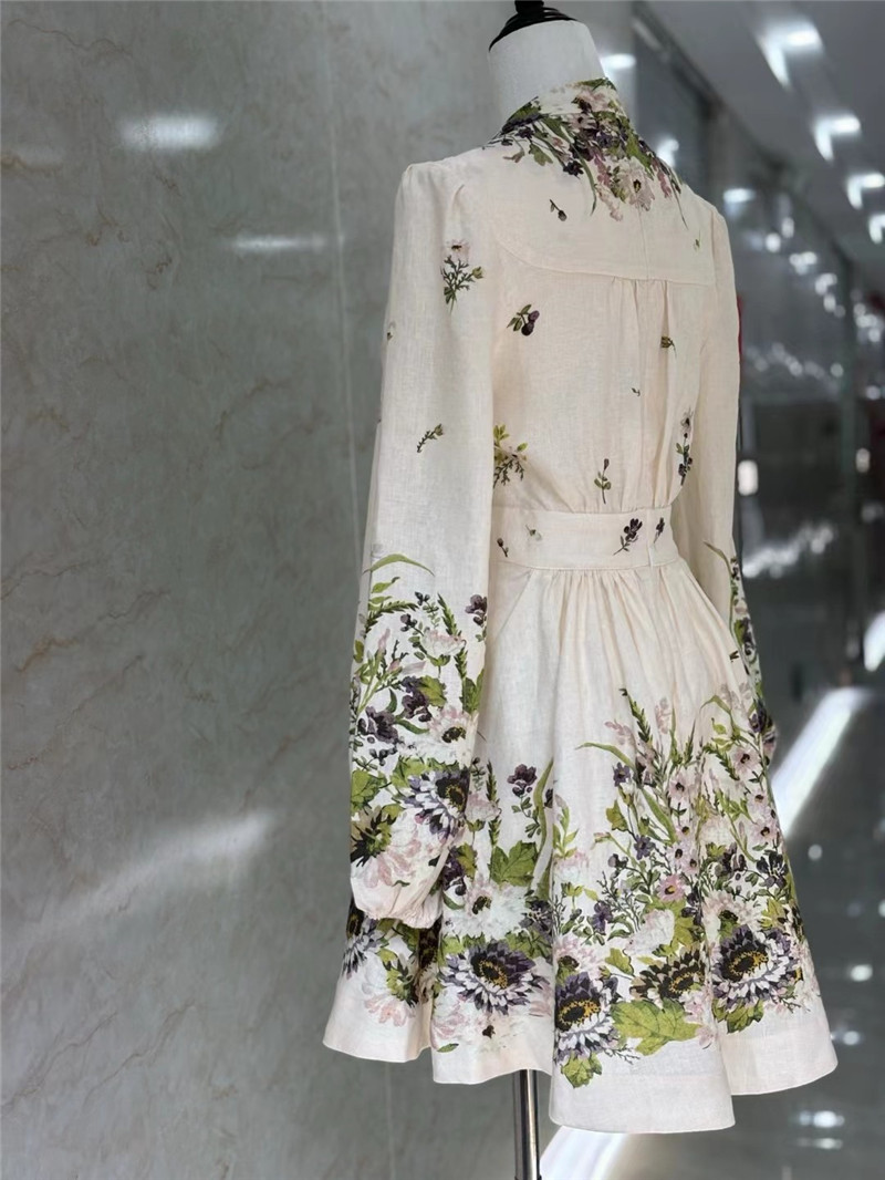 zimm deep V-neck lantern sleeve mini dress replica clothes