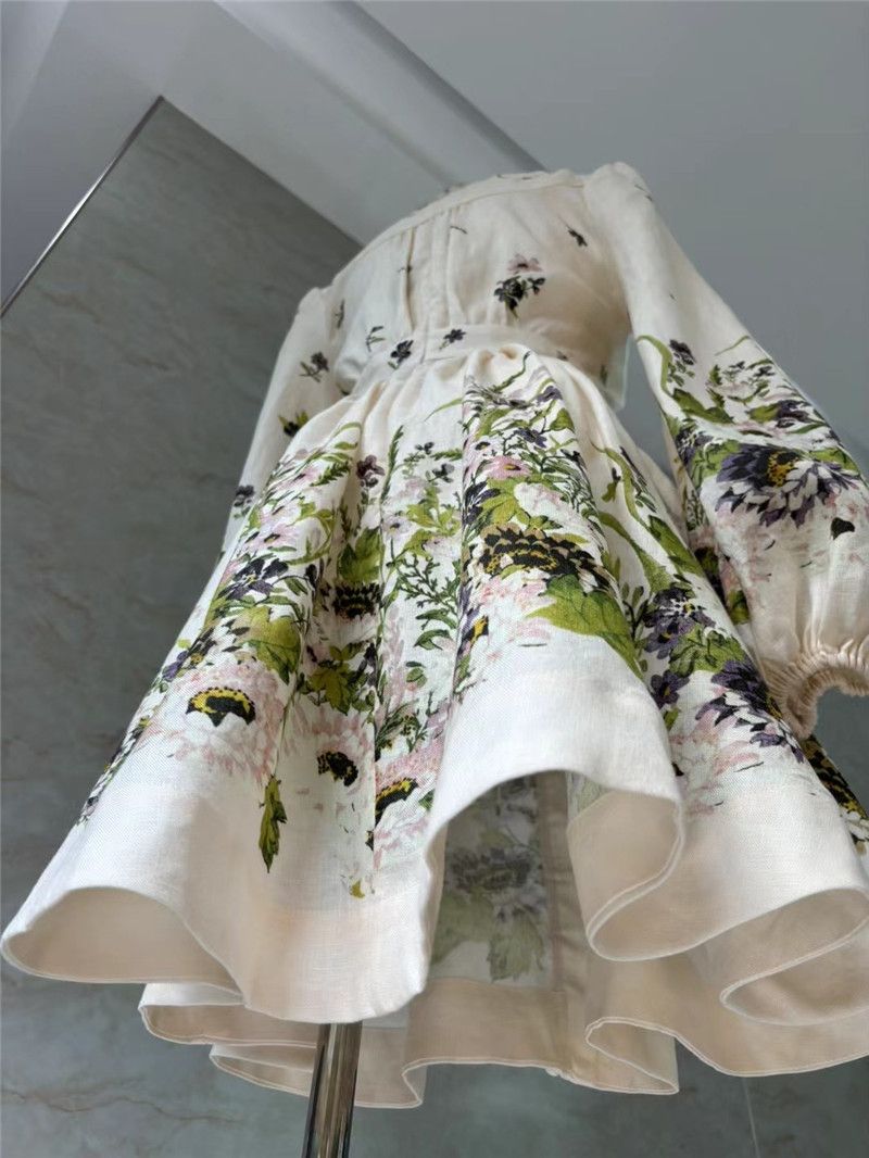 zimm deep V-neck lantern sleeve mini dress replica clothes