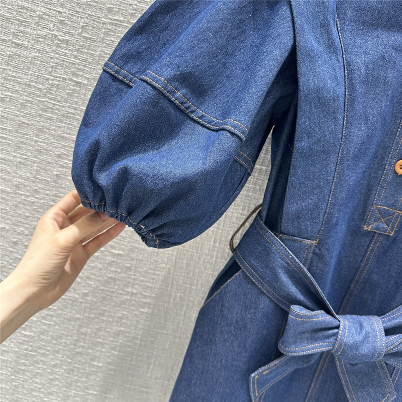 zimm blue belted waist denim dress replicas clothes