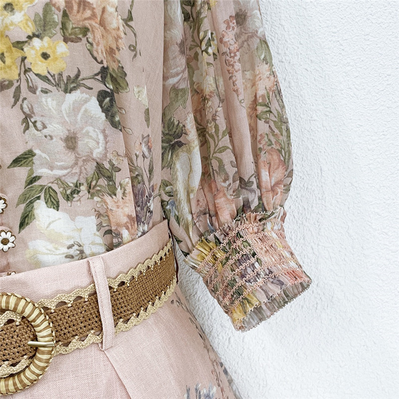 zimm popular ramie buckle top + Linen shorts replicas clothes