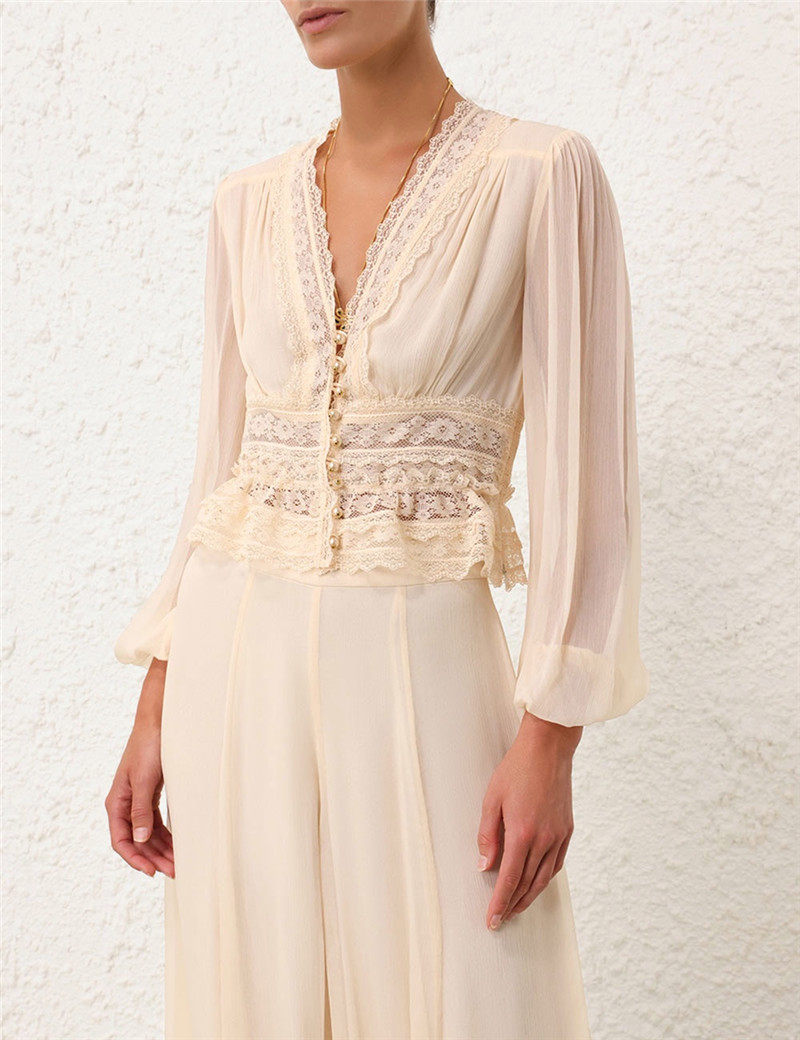 zimm rayon patchwork lace top replica clothing