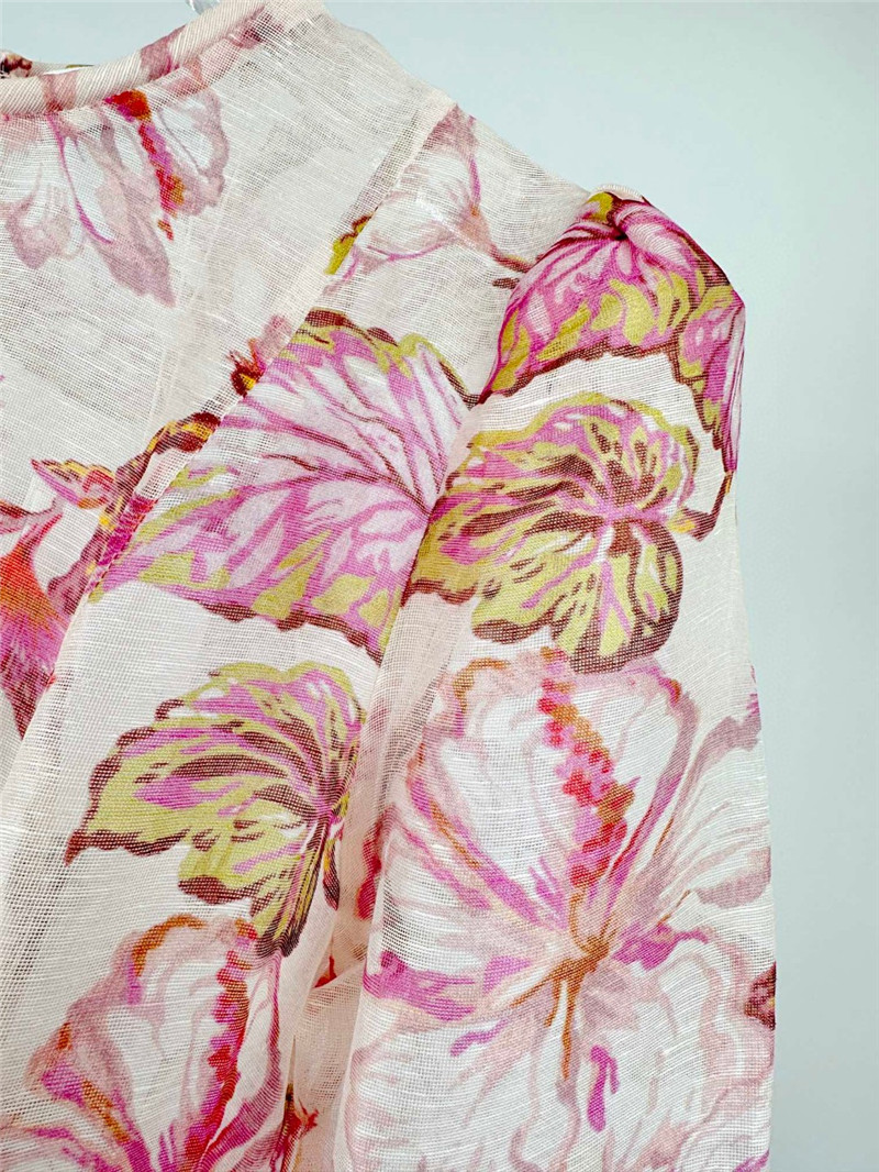 zimm floral pattern long sleeve mini dress replica clothing