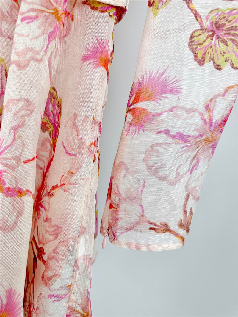 zimm floral pattern long sleeve mini dress replica clothing