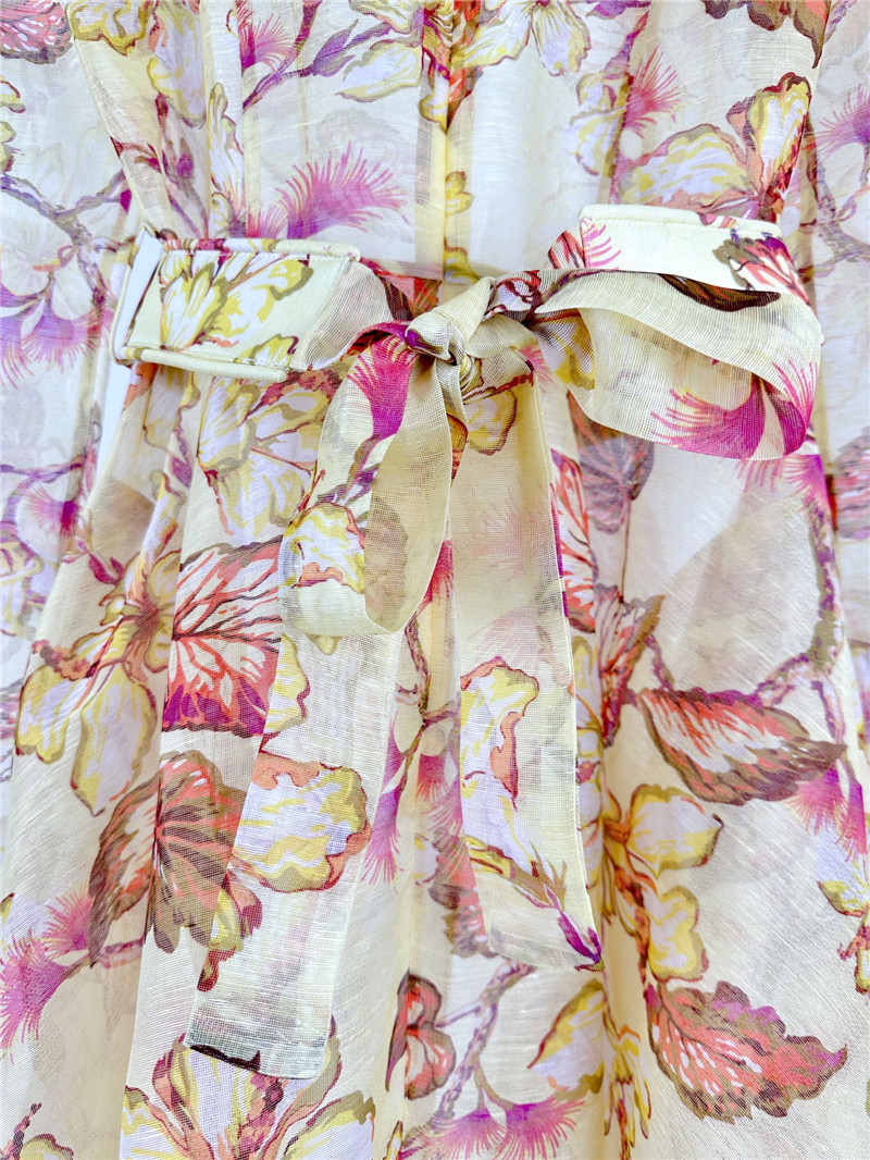 zimm floral pattern long sleeve midi dress replica clothes