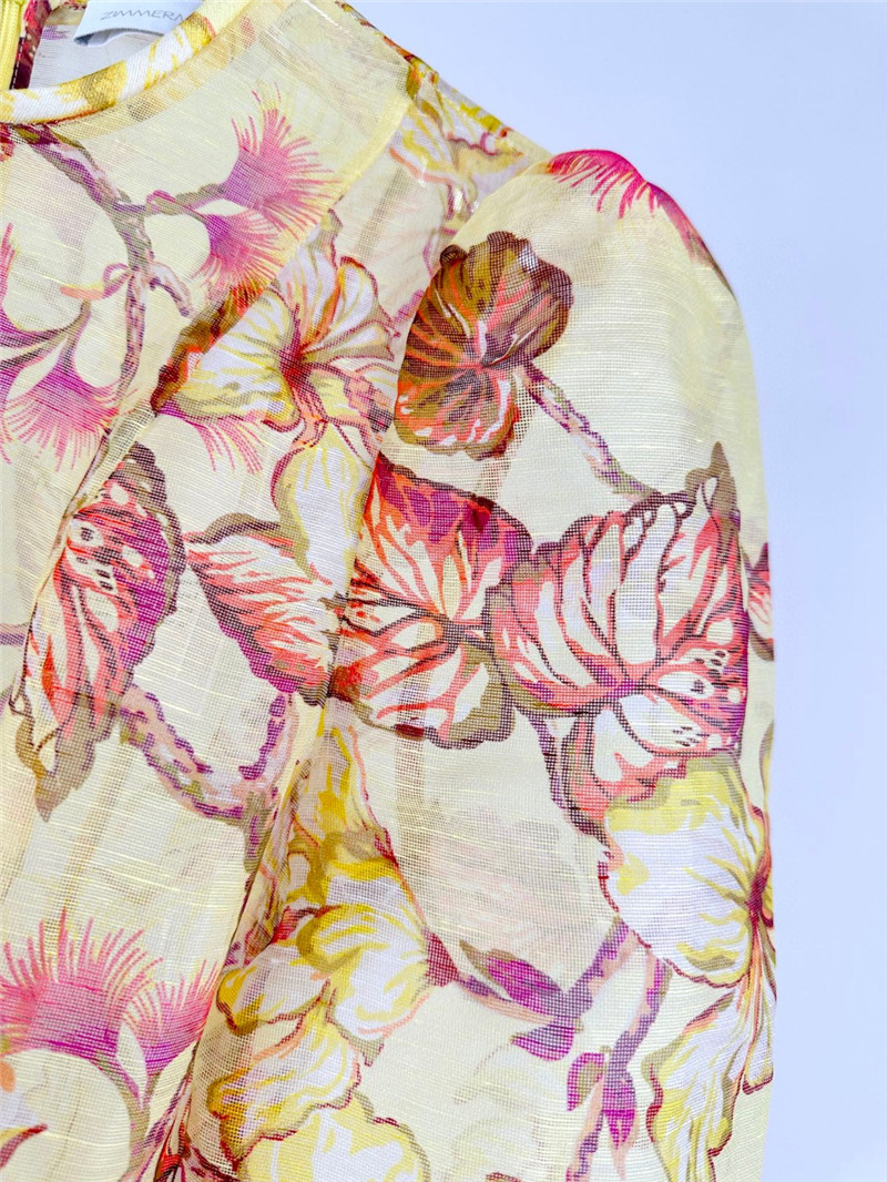 zimm floral pattern long sleeve midi dress replica clothes