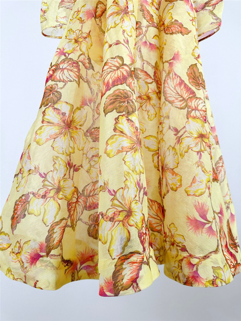 zimm floral pattern long sleeve midi dress replica clothes