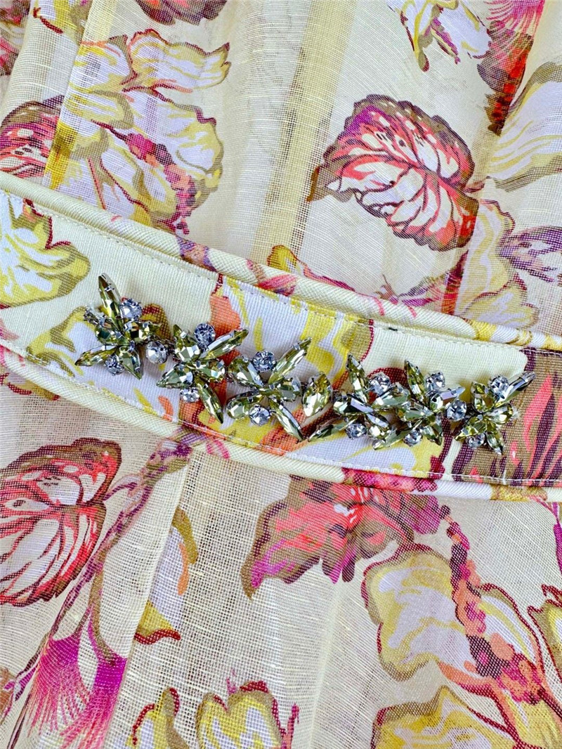 zimm floral pattern long sleeve midi dress replica clothes