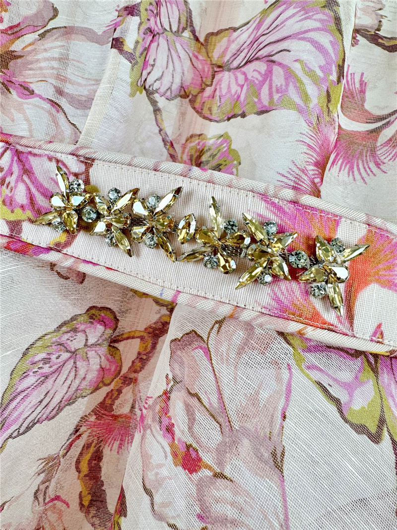 zimm floral pattern long sleeve midi dress replica clothes