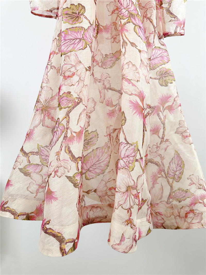 zimm floral pattern long sleeve midi dress replica clothes